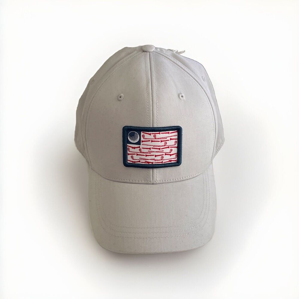 Tommy Bahama Baseball Cap Adjustable Light Gray Golf Flag Embroidered OS Hat NEW